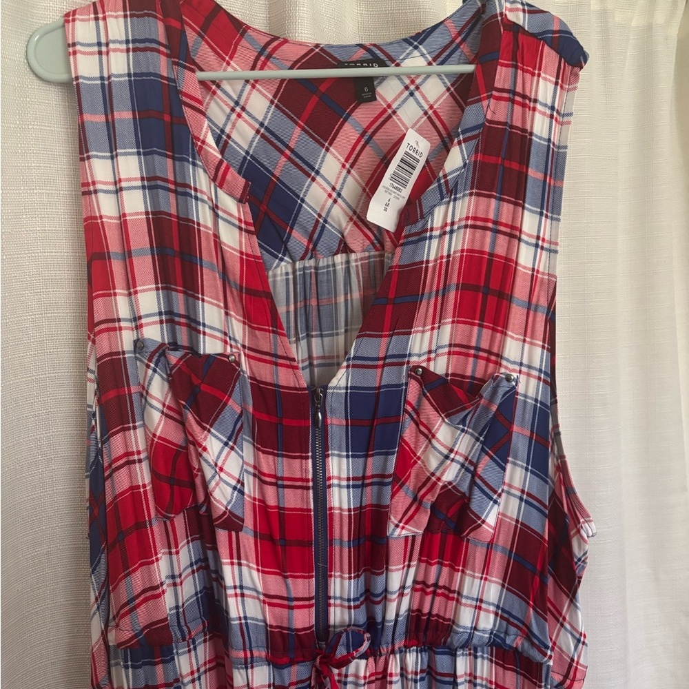 Torrid Red and Blue Plaid Tank Dress